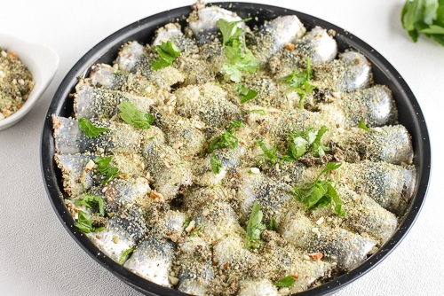 teglia con sarde farcite